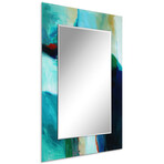 Sky Rectangular Beveled Mirror // Free Floating Printed Tempered Art Glass