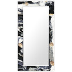 Ebony & Ivory Rectangular Beveled Mirror // Free Floating Printed Tempered Art Glass