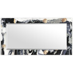 Ebony & Ivory Rectangular Beveled Mirror // Free Floating Printed Tempered Art Glass