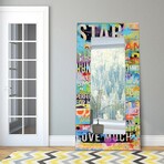 Metro Mix Rectangular Beveled Mirror // Free Floating Printed Tempered Art Glass