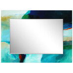Sky Rectangular Beveled Mirror // Free Floating Printed Tempered Art Glass
