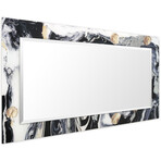 Ebony & Ivory Rectangular Beveled Mirror // Free Floating Printed Tempered Art Glass