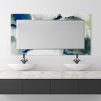 Ephemeral Rectangular Beveled Mirror on Free Floating Reverse Printed Tempered Art Glass (30"L x 40"W x 0.4"H)