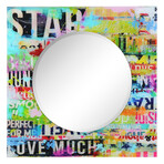 Star Round Beveled Mirror on Square Free Floating Printed Tempered Art Glass