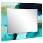 Sky Rectangular Beveled Mirror // Free Floating Printed Tempered Art Glass