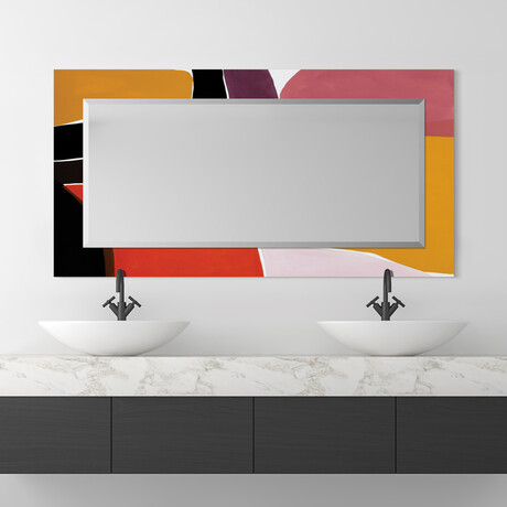 FinaleRectangular Beveled Mirror on Free Floating Reverse Printed Tempered Art Glass