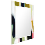 Sunder Rectangular Beveled Mirror on Free Floating Reverse Printed Tempered Art Glass (30"L x 40"W x 0.4"H)