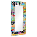 Metro Mix Rectangular Beveled Mirror // Free Floating Printed Tempered Art Glass