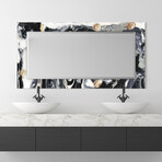 Ebony & Ivory Rectangular Beveled Mirror // Free Floating Printed Tempered Art Glass