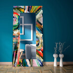 Rock Star I Rectangular Beveled Mirror // Free Floating Printed Tempered Art Glass