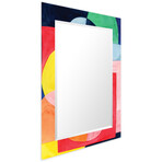 Launder Rectangular Beveled Mirror on Free Floating Reverse Printed Tempered Art Glass