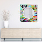 Star Round Beveled Mirror on Square Free Floating Printed Tempered Art Glass