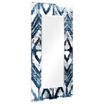 Indigo Extraction Rectangular Beveled Mirror on Free Floating Reverse Printed Tempered Art Glass