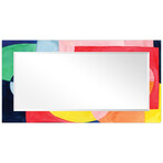 Launder Rectangular Beveled Mirror on Free Floating Reverse Printed Tempered Art Glass