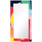 Launder Rectangular Beveled Mirror on Free Floating Reverse Printed Tempered Art Glass