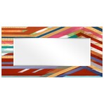 Lineal Color Rectangular Beveled Mirror on Free Floating Reverse Printed Tempered Art Glass