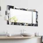 Ebony & Ivory Rectangular Beveled Mirror // Free Floating Printed Tempered Art Glass