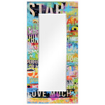 Metro Mix Rectangular Beveled Mirror // Free Floating Printed Tempered Art Glass