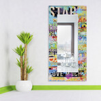 Metro Mix Rectangular Beveled Mirror // Free Floating Printed Tempered Art Glass