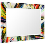 Rock Star Rectangular Beveled Mirror // Free Floating Printed Tempered Art Glass