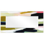 Sunder Rectangular Beveled Mirror on Free Floating Reverse Printed Tempered Art Glass (30"L x 40"W x 0.4"H)