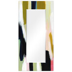 Sunder Rectangular Beveled Mirror on Free Floating Reverse Printed Tempered Art Glass (30"L x 40"W x 0.4"H)