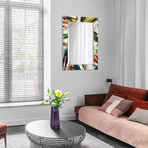 Rock Star Rectangular Beveled Mirror // Free Floating Printed Tempered Art Glass