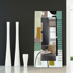 Introductions III Rectangular Beveled Mirror // Free Floating Printed Tempered Art Glass