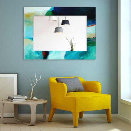 Sky Rectangular Beveled Mirror // Free Floating Printed Tempered Art Glass
