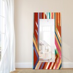 Lineal Color Rectangular Beveled Mirror on Free Floating Reverse Printed Tempered Art Glass