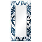 Indigo Extraction Rectangular Beveled Mirror on Free Floating Reverse Printed Tempered Art Glass