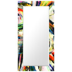 Rock Star Rectangular Beveled Mirror // Free Floating Printed Tempered Art Glass