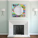 Star Round Beveled Mirror on Square Free Floating Printed Tempered Art Glass