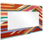 Lineal Color Rectangular Beveled Mirror on Free Floating Reverse Printed Tempered Art Glass