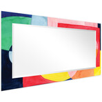 Launder Rectangular Beveled Mirror on Free Floating Reverse Printed Tempered Art Glass