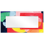 Launder II Rectangular Beveled Mirror on Free Floating Reverse Printed Tempered Art Glass