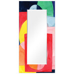 Launder II Rectangular Beveled Mirror on Free Floating Reverse Printed Tempered Art Glass