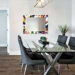 Rock Star Rectangular Beveled Mirror // Free Floating Printed Tempered Art Glass