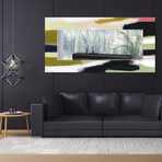 Sunder Rectangular Beveled Mirror on Free Floating Reverse Printed Tempered Art Glass (30"L x 40"W x 0.4"H)