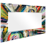 Rock Star I Rectangular Beveled Mirror // Free Floating Printed Tempered Art Glass