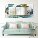 Blue Sky Rectangular Beveled Mirror // Free Floating Printed Tempered Art Glass