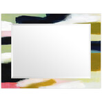 Sunder Rectangular Beveled Mirror on Free Floating Reverse Printed Tempered Art Glass (30"L x 40"W x 0.4"H)