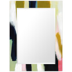 Sunder Rectangular Beveled Mirror on Free Floating Reverse Printed Tempered Art Glass (30"L x 40"W x 0.4"H)
