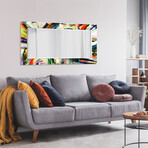 Rock Star Rectangular Beveled Mirror // Free Floating Printed Tempered Art Glass