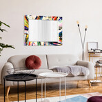 Rock Star Rectangular Beveled Mirror // Free Floating Printed Tempered Art Glass