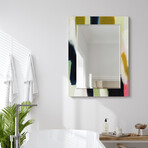 Sunder Rectangular Beveled Mirror on Free Floating Reverse Printed Tempered Art Glass (30"L x 40"W x 0.4"H)