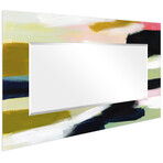 Sunder Rectangular Beveled Mirror on Free Floating Reverse Printed Tempered Art Glass (30"L x 40"W x 0.4"H)