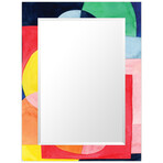 Launder Rectangular Beveled Mirror on Free Floating Reverse Printed Tempered Art Glass