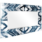 Indigo Extraction Rectangular Beveled Mirror on Free Floating Reverse Printed Tempered Art Glass