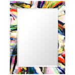 Rock Star Rectangular Beveled Mirror // Free Floating Printed Tempered Art Glass